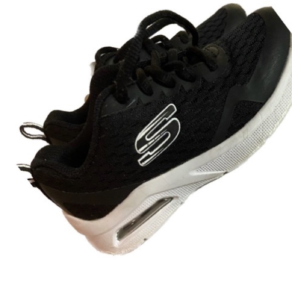 SKECHERS Microspec Max Black & White Running Shoes Boy’s Size 11 Lace Ups - Picture 2 of 6